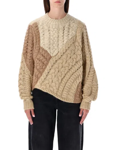 ISABEL MARANT ÉTOILE BEIGE PATCHWORK CABLE KNIT SWEATER MARANT ÉTOILE