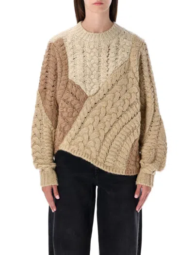Isabel Marant Étoile Beige Patchwork Cable Knit Sweater In Neutral