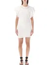 Isabel Marant Étoile Orlane Eyelet Ruffle-sleeve Mini T-shirt Dress In Beige