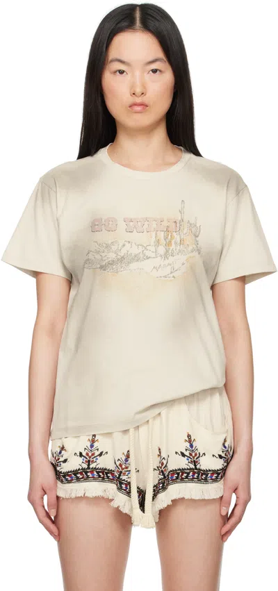 ISABEL MARANT ÉTOILE BEIGE ZAOF GRAPHIC T-SHIRT