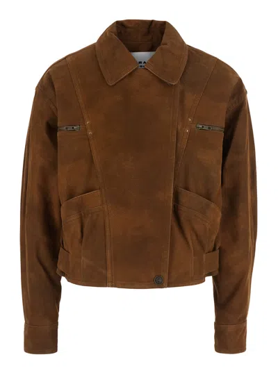 Isabel Marant Étoile Isabel Marant Etoile Belma-gc Tech Fabric High-collar Jacket For Women In Brown