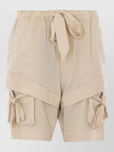 Isabel Marant Étoile Belted Shorts Cargo Style Bow Detail In Neutral