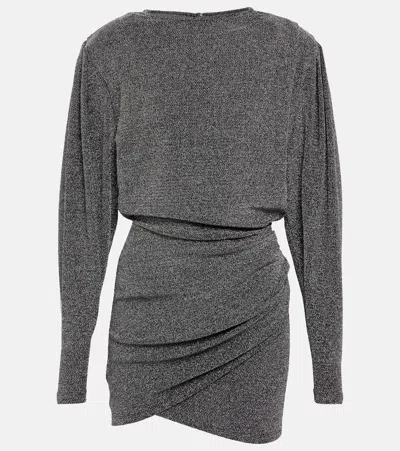 Isabel Marant Étoile Benedicte Gathered Metallic Stretch-jersey Mini Dress In Silver