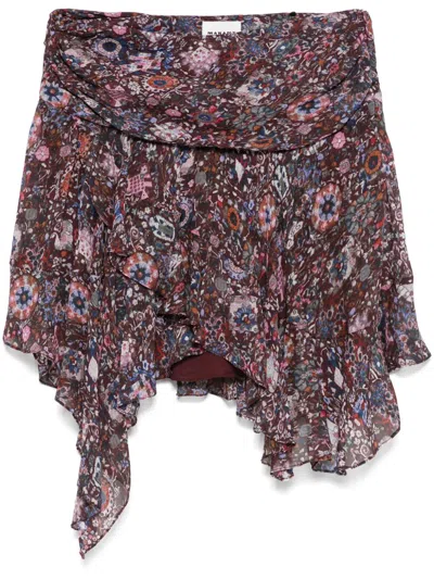 Isabel Marant Étoile Berenicia Short Printed Frilly Skirt Clothing In Brown