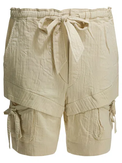 Isabel Marant Étoile Bermia Cargo Shorts Textured Rolled Hem In Neutral