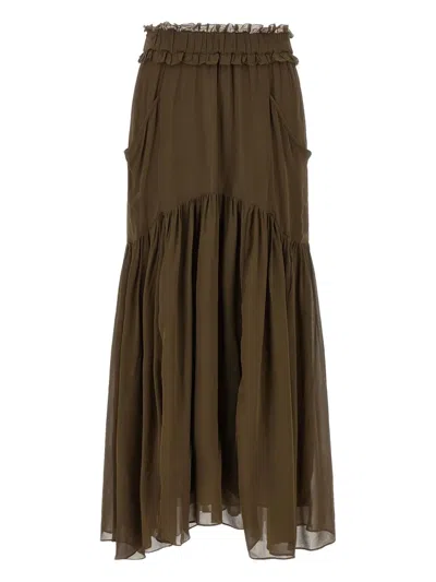 Isabel Marant Étoile Besma Ruffled Maxi Skirt In Green
