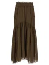 Isabel Marant Étoile Skirt Tiered Waistband Sheer Hem In Green