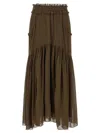 Isabel Marant Étoile Skirt Tiered Waistband Sheer Hem In Green