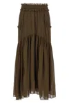 Isabel Marant Étoile Skirt Tiered Waistband Sheer Hem In Green