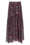 Isabel Marant Étoile Besma Long Printed Crepe Skirt In Purple
