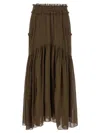 Isabel Marant Étoile Skirt Tiered Waistband Sheer Hem In Green