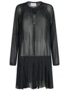 Isabel Marant Étoile Black Semi-transparent Midi Dress With Drawstring Waist In Black
