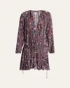 Isabel Marant Étoile Bess Long-sleeve Mini Dress In Multi