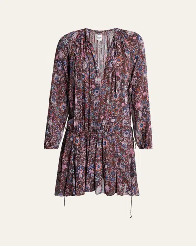 Isabel Marant Étoile Bess Long-sleeve Mini Dress In Purple