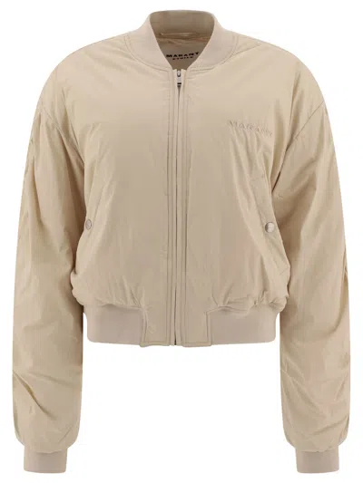 Isabel Marant Étoile Bomber Jacket Ribbed Cuffs Hem Side Pockets In Beige
