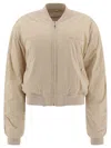 Isabel Marant Étoile Bomber Jacket Ribbed Cuffs Hem Side Pockets In Beige