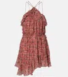 Isabel Marant Étoile Betty Gathered Semi-sheer Minidress In Orange