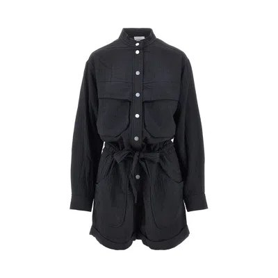 Isabel Marant Étoile 'betyna' Textured Fabric Jumpsuit In Black