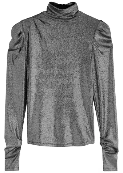 Isabel Marant Étoile Biaola Metallic Jersey Top In Metallic Silver