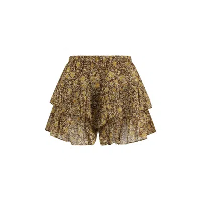 Isabel Marant Étoile Bicolor Cotton Short And Mini Shorts In Brown