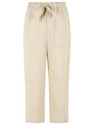 Isabel Marant Étoile Bilna Cropped Cotton Blend Trousers Pockets In Brown