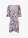 Isabel Marant Étoile Organic Cotton Floral Dress With Puff Sleeves In Purple