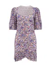 Isabel Marant Étoile Organic Cotton Floral Dress With Puff Sleeves In Multi