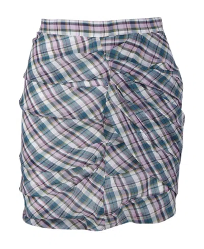 Isabel Marant Étoile Birdy Plaid-check Draped Miniskirt In Gray