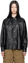 ISABEL MARANT ÉTOILE BLACK ABELIA FAUX-LEATHER SHIRT