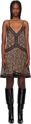 Isabel Marant Étoile Black & Orange Danielle Minidress In Black