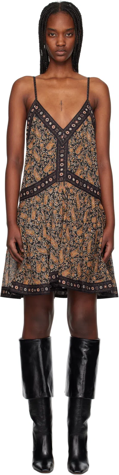 Isabel Marant Étoile Black & Orange Danielle Minidress