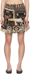 Isabel Marant Étoile Naomi Shirred Printed Cotton Miniskirt In Black / Ochre