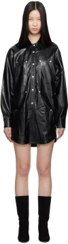 Isabel Marant Étoile Black Ayali Faux-leather Minidress In 01bk Black