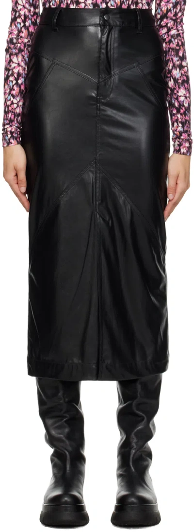 Isabel Marant Étoile Black Breanne Faux-leather Midi Skirt In 01bk Black