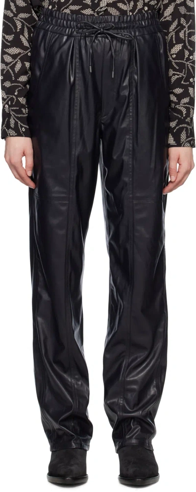 ISABEL MARANT ÉTOILE BLACK BRINA FAUX-LEATHER TROUSERS