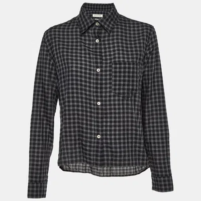 Pre-owned Isabel Marant Étoile Black Checkered Tencel Oversized Button Front Shirt M