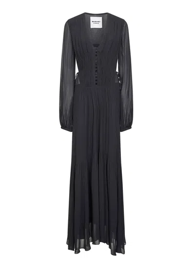 ISABEL MARANT ÉTOILE BLACK GEORGETTE BRIANE LONG DRESS