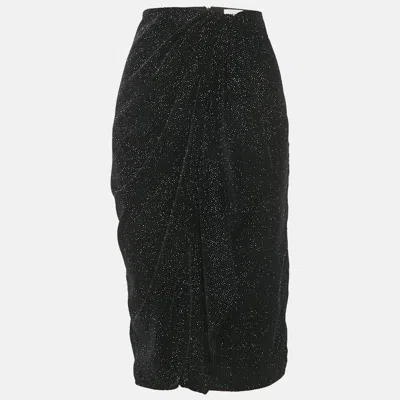 Isabel Marant Etoile Black Glittered Velvet Alyssa Midi Skirt
