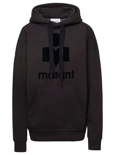 Isabel Marant Étoile Isabel Marant Etoile Black Hoodie With Tonal Logo Print In Cotton Blend Woman