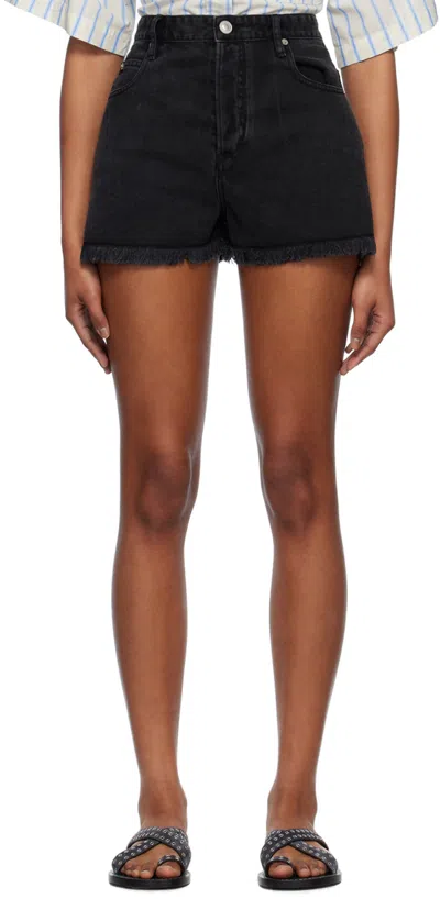 Isabel Marant Étoile Black Lesia Denim Shorts In 02fk Faded Black