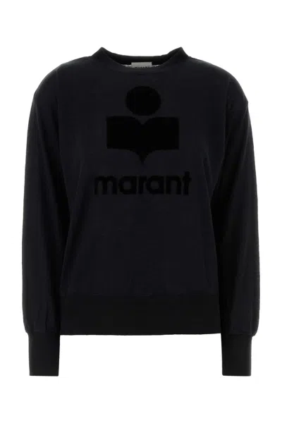 Isabel Marant Étoile Isabel Marant Etoile Women Black High Neck Sweatshirt With Contrasting Logo Print In Cotton Blend Wo