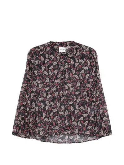 Isabel Marant Étoile Black Long-sleeved Shirt With A Colourful Pattern Marant Etoile In Multi