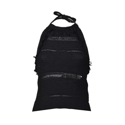 ISABEL MARANT ÉTOILE BLACK MACRAMÉ ARALIANE TOP