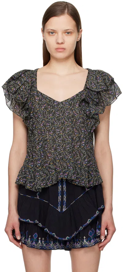 Isabel Marant Étoile Black Madrana Blouse In 02fk Faded Black