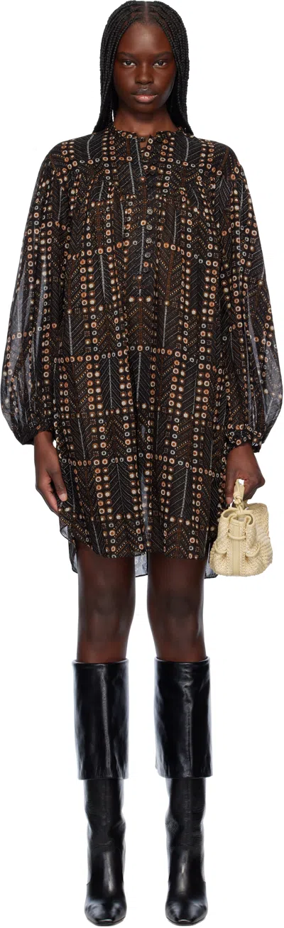 Isabel Marant Étoile Black Melinda Minidress In Faded Black