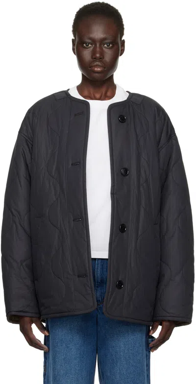 Isabel Marant Étoile Black Nesmae Reversible Coat In Fbki Faded Black/kha