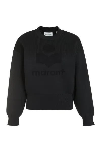 ISABEL MARANT ÉTOILE BLACK RIBBED EDGES COTTON BLEND CREW-NECK SWEATER FOR WOMEN – FW23 COLLECTION
