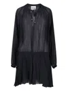 Isabel Marant Étoile Black Semi-transparent Midi Dress With Drawstring Waist In Black