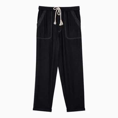 ISABEL MARANT ÉTOILE ISABEL MARANT ETOILE  BLACK SILK TROUSERS WITH DRAWSTRING