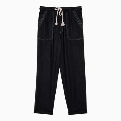 ISABEL MARANT ÉTOILE ISABEL MARANT ÉTOILE BLACK SILK TROUSERS WITH DRAWSTRING WOMEN